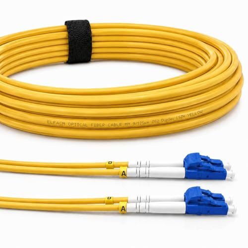 Elfcam® - Cable de Fibra Óptica LC/UPC a LC/UPC OS2 Monomodo Duplex 9/125um LSZH, 5M