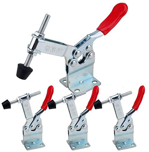 IMAGINE 4Pcs Hand Tool Toggle Clamp 201B 198lbs Antislip Red Horizontal Clamp Quick Release Tool (201-BHB Heightened Clamp)