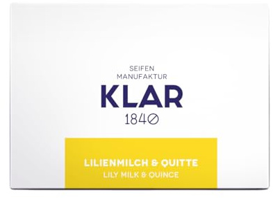Klar Seifen Pflegeseife Lilienmilch & Quitte 135 g hautberuhigend | Pflegeseife mit lieblich-fruchtigem Duft, beruhigend und pflegend für normale und beanspruchte Haut, ideal als Geschenk.
