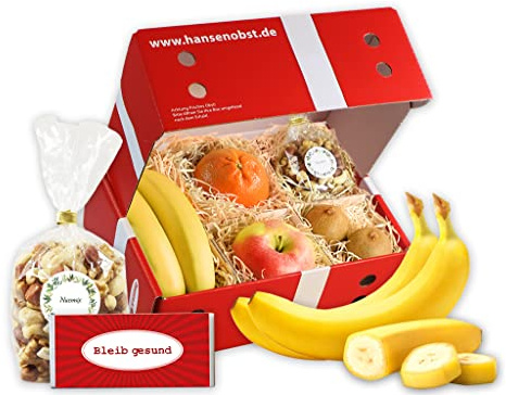 Hansen Obst - Geschenkbox - fruchtige Obst-Box - “Bleib gesund, klein” - Präsentkorb - Obst-Geschenkset - gefüllte Obstkiste - Probier-Obstbox
