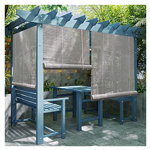 WAHHWF Verdunkelungsrollo Rollo Draussen Grau Rollos 60cm/70cm/80cm/90cm/100cm/110cm/120cm/130cm/140cm/150cm breit, Außen Veranda Terrasse Rollo mit Haken, Fenster Lichtfilterung Aufrollbares Rollo