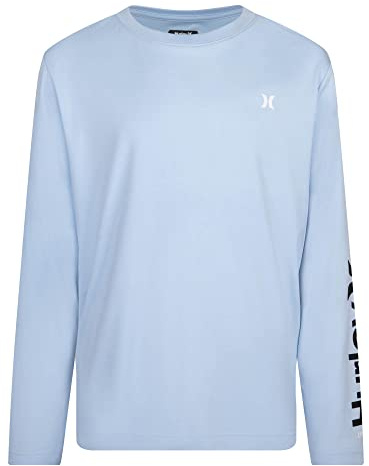 Hurley Boys Long Sleeve Rash Guard Shirt, Blue Dream, XL