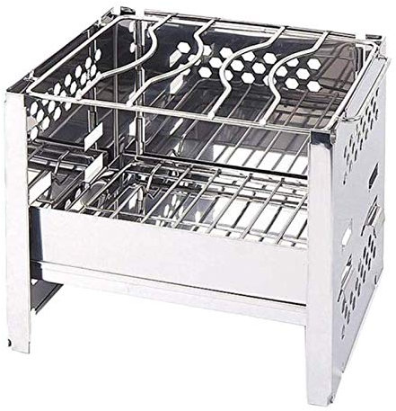Parrilla de Barbacoa Estufa de Campamento de leña Parrilla de Acero Inoxidable Plegable Estufa de mochilero portátil para Caminatas Barbacoa, Asadores de Campamento de Supervivencia Horno de Barb