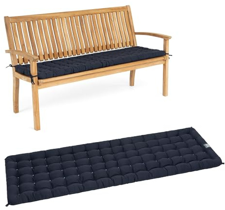 HAVE A SEAT Living - Gartenbank Auflage 150 cm - Bequeme Bankauflage Outdoor, 7 cm Dick - Waschbar bis 95°C, Orthopädisch, Wetterfest - Made in Germany (150x48 cm, Marine-Blau)