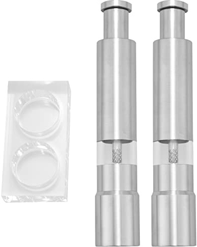 XIAOJUN Lot de 2 Meuleuses et set à poivre en acier inoxydable avec bouton manuel et dans le verre en acier inoxydable