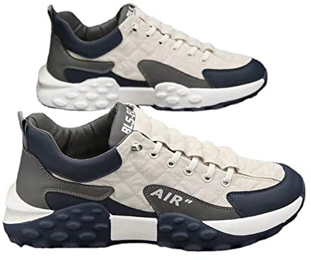 LTHTX Herren Luftkissen Freizeitschuhe, Atmungsaktive Laufschuhe mit elastischem Band, Leichtathletik-Sporttrainer Tennis-Basketball-Schuhe (Weiss), 2023 Basketballschuhe, 41 EU