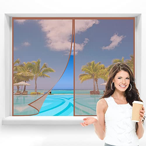 Fliegengitter Tür Braun 140x210cm Fliegengitter Fenster Mückengitter Kinderleichte Klebemontage Ohne Bohren für Terrassentür Balkontür und Fenster