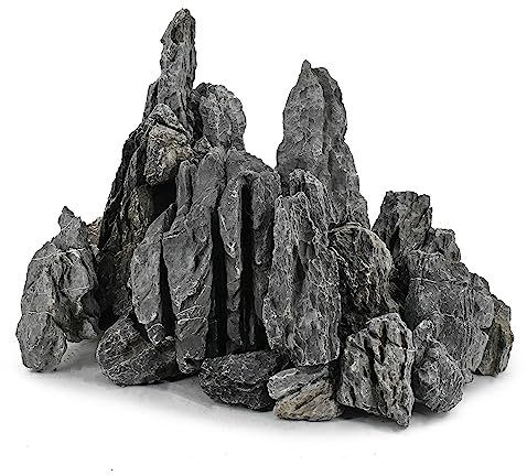 Unocho Pierres d’Aquarium Seiryu Rock 5kg Pierre Naturelle Dragon Stone pour aquascaping Aquarium décor Paysage Aquarium décoration modèle Miniature Jardin féerique(7,5–20cm)