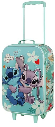 Disney Valigia Trolley Soft 3D, 17 x 33 x 52 cm, Capacità 26 L, Turchese Stitch