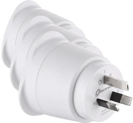 Electraline 70050 Adaptateur de Voyage France/Europe vers Australie/Chine 2 Broches Europe vers 3 Broches Australie, White (Lot de 3)