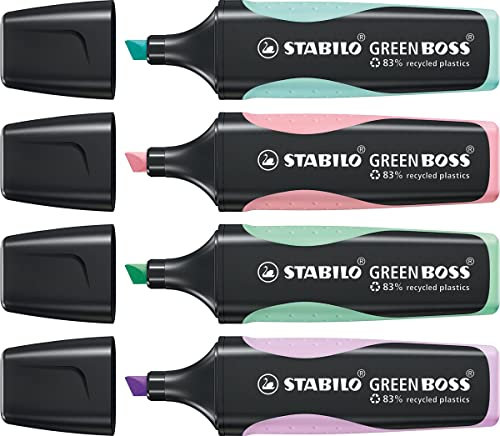 STABILO Textmarker Green Boss, pastell, 4 Stück