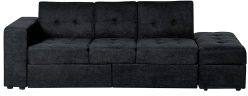 Beliani Couch Gästebett Sofa 3er Dreisitzer mit Bettkasten schwarz modern Falster