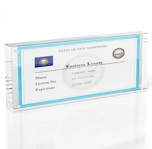 HOZE Marco acrílico para licencia de negocios, exhibición de escritorio/mesa para certificado de licencia comercial de 4 x 9 pulgadas, marco de fotos panorámico transparente (marco completo de 4 x 10