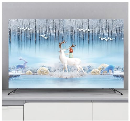 FUELIX Indoor TV Cover, TV/PC Covers Indoor Display Cover, 32-65 TV Dust Cover Soft Fabric Screen Protector, sun/dust protection for Wall Mount/Curved/Desktop Monitor/Desktop TV C,49-52in
