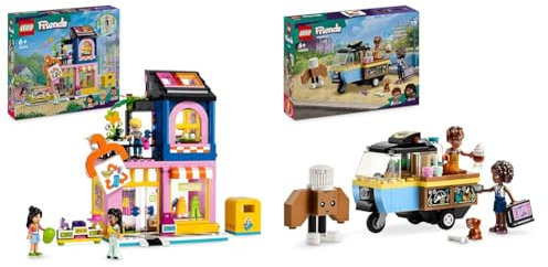LEGO Friends Vintage-Modegeschäft, Bausatz für Kinder mit Spielzeug-Laden & Friends Rollendes Café, Kleines Bäckerei-Spielzeug für Kinder
