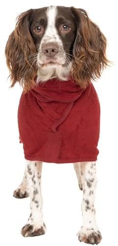 Ruff and Tumble Trockenmantel für Hunde (Classic Collection) | Schnelltrocknender Hundehandtuchmantel und Hundebademantel mit Kapuze (Hagebutte DT)