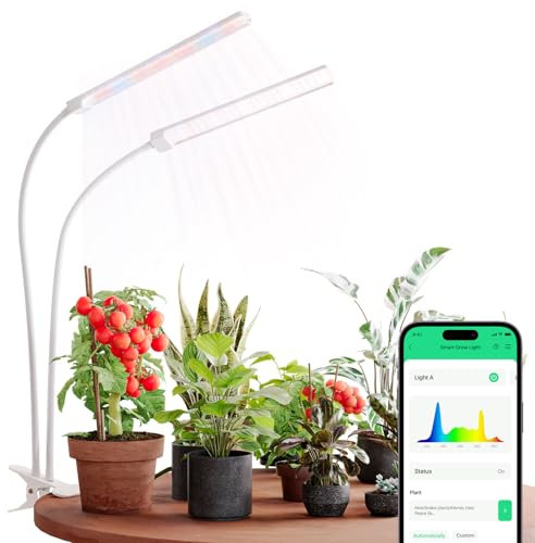BBSolar WiFi Smart Grow Lights for Indoor Plant, 2 Heads Full Spectrum 138 LEDs 2500 lm Plant Lights Compatible with Alexa & Google Home, Grow Lamp with Voice & Remote Control