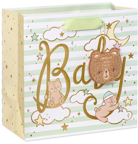 Papyrus 21,6 cm mittelgroße Geschenktüte (Himmlische Babybären) für Babypartys, Neugeborene und alle Anlässe (1 Tasche)