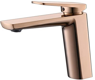 Wasserhahn Bad für Waschbecken Badezimmer Badarmaturen Mischbatterie Waschtischmischer Warm und Kaltwasserhahn Für Waschbecken Einlochmontage Wasserhahn Bad Waschtischarmatur Roségold