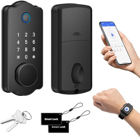 MYPIN Smart Door Lock - Fingerprint & Keyless Entry, App Control, Auto Lock, Waterproof