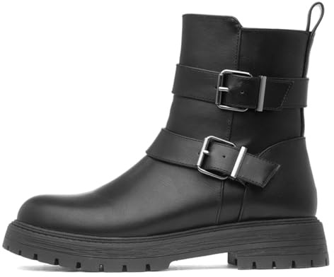 Lilley Womens Black Chunky Buckle Ankle Boot - Size 6 UK - Black