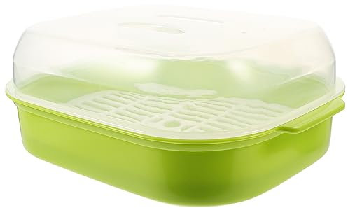 OKUMEYR 1pezzi Vaporiera Per Microonde Barriera Anti-perdita Sfiato Adatta Per Cottura Di Gnocchi e Verdure Uso Domestico e Refrigerazione Bianco