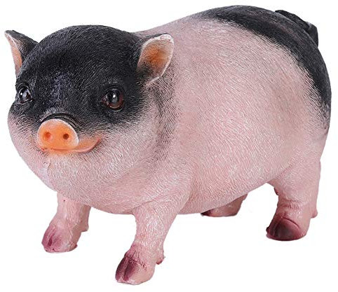 Aladeno Niedliche Schweinefigur, Schweinestatue, süßes kleines Schwein, Dekor, künstliches Tier, Bonsai-Harz, Kunsthandwerk, Heimdekoration, Schwein, Gartenstatue, Rasenornamente,