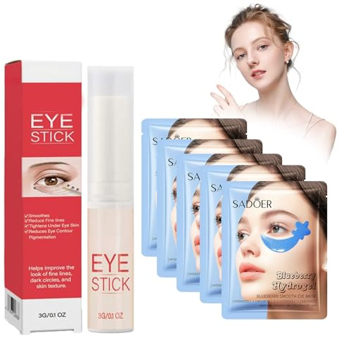 Eye Cream y 5PC Mascarilla para ojos, Producto Antiedad para el Cuidado de los Ojos, Contra Ojeras, Bolsas, Arrugas e Hinchazón, reafirmante de ojo, cuidado de ojos Glow Booster, cream9-6