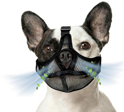 Maulkorb für französische Bulldogge – verstellbarer, weicher Maulkorb für kleine Hunde, verhindert das Fressen von Beißen, französische Bulldogge für kleine Hunde, sichere Passform für Spaziergänge