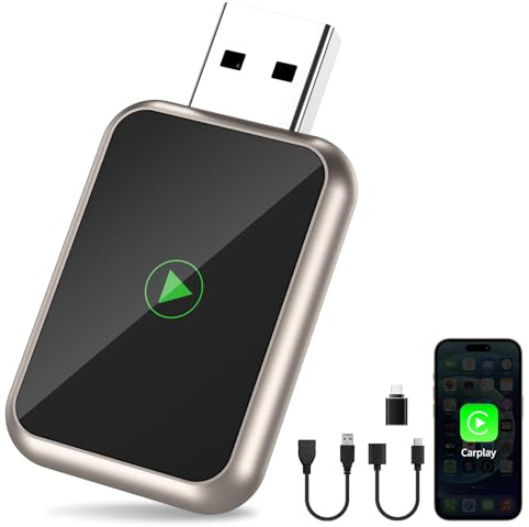 Wireless CarPlay Adapter für Auto, Plug & Play, Kompakt & Stabil, Konvertieren Wired Carplay in kabellos, Unterstützung OTA, Kompatibel mit iPhone iOS 10