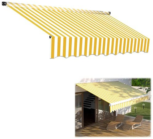 Gelber Markisen-Ersatzstoff für Terrasse und Fenster, Outdoor-Baldachin mit Volant, 4-7 m, strapazierfähiges, wasserdichtes Material für Terrasse und Terrasse