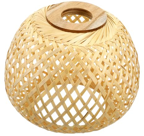 Beige Paralume Rustico, in Bambù Intrecciato per Lampadario | Diffonde una Luce Morbida, Effetto Leggero, Installazione Semplice, per Camera da Letto e Nozze