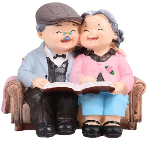 Ciieeo Grandparents Lover Figurines Miniature Ornaments Resin Crafts for Home Desktop Garden Decoration Gifts for Elderly Couples Wedding Anniversary Birthday 4.9X4.7X3.5 Inch