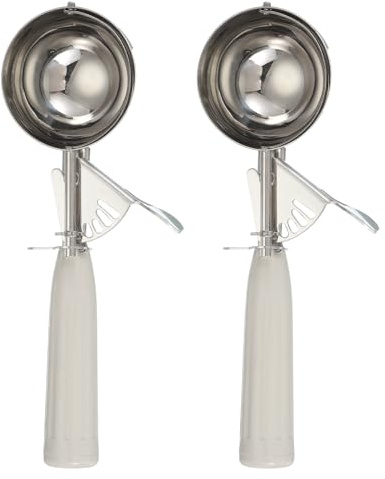 sourcing map 2 Pcs Cookie Scoops, Ice Cream Scoop with Trigger for Baking Cookie Dough Rice Pudding Kitchen Gadget, Beige