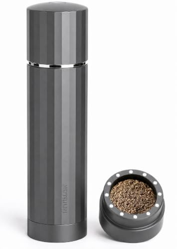 HOTQILIN All-Metal Pepper Grinder, Manual Pepper Mill, Stainless Steel Burr