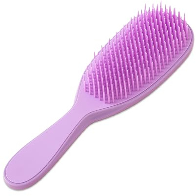 Flintronic Detangler-borste, utredningsborste för alla hårtyper, mjuk massage hårkam, minska brott och eliminera för kvinnor och män, vuxna och barn, lila