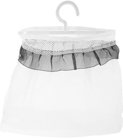 MOTHNUR Hanging Mesh Clothespin Storage Bag Black Lace Trim, Multi-Purpose Laundry Peg Organizer for Home, Kitchen, and Bathroom Use