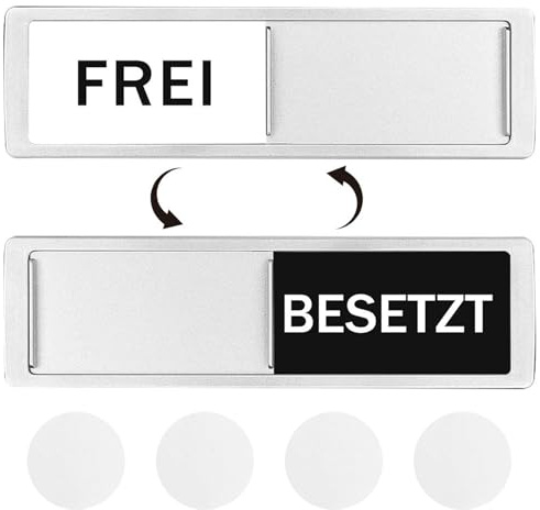 2 Stück WC Schild Frei Besetzt, Besetzt Schild Toilette mit Schieber | Magnetisch & selbstklebend, 17,8 × 5,2 cm, Türschild für WC, Büro, Praxis oder Besprechungsraum
