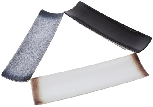 Housoutil Set da 3 Piatti di Sushi in Ceramica Rettangolari, Vassoi per Sushi e Snack, Stoviglie per Ristorante e Uso Domestico, Design Giapponese per Pranzi e Feste Stile Stile Casuale