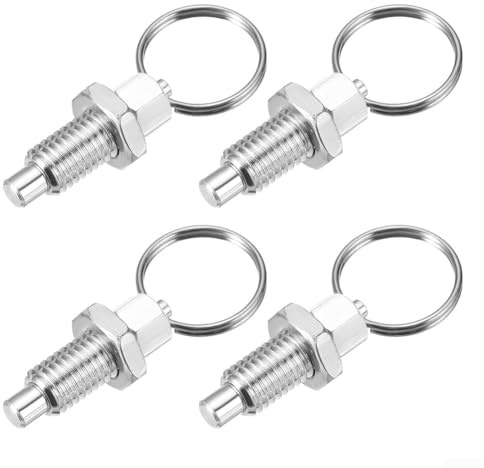 Set di 4 stantuffi a molla in acciaio inox M10 x 1,5 con anello di trazione per utensili industriali e fissaggio meccanico riutilizzabile