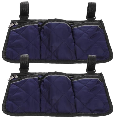 ADOCARN 2 Pièces Sacoche Latérale Rangement Pratique pour Fauteuil Roulant avec Bande Réfléchissante, en Polyester Pongee et Coton Pp, Installation Facile pour Déplacements en Extérieur