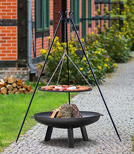 Set - Schwenkgrill 1,80m mit Kurbel incl. Ø70cm Grillrost und Ø80cm Feuerschale 312