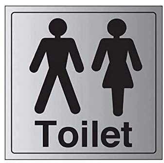 V Safety General Door-Gents/Ladies Toilet Sign - 150mm x 150mm - Self Adhesive Alu Effect