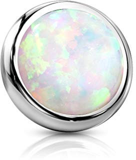 Paula & Fritz® Aufsatz-Dermal Anchor 3 mm Opal weiß 316L Chirurgenstahl 1,2 mm Gewinde Haut-Anker Skin Diver Implantat Kugel