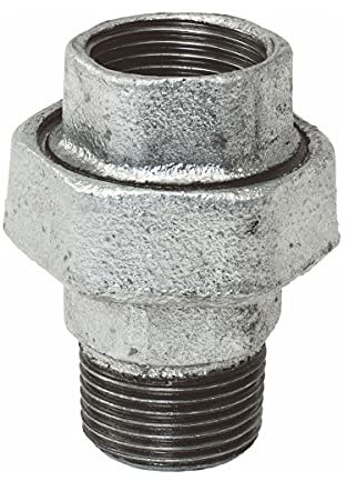Temperguss-Gewindefitting verzinkt Verschraubung flachdichtend, IG x AG 1 Zoll, Typ 331, DVGW