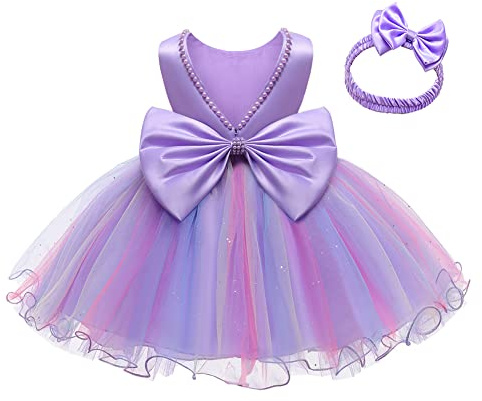 LZH Baby Flickor Ruffle Spets Rygglös med huvudbonader Bowknot Flower Klänningar Peant Party Bröllop