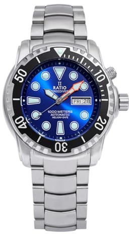 Ratio FreeDiver Helium-Safe Dive Watch Sapphire Crystal Automatic Diver Watch 1000M Water Resistant Diving Watch for Men