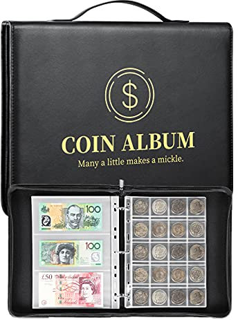 MUROAD 310 Pockets Coin and Currency Collecting Starter Binder, 50P Coin Album Holder with Zipper and Handle,Collection Book Supplies for Collectors