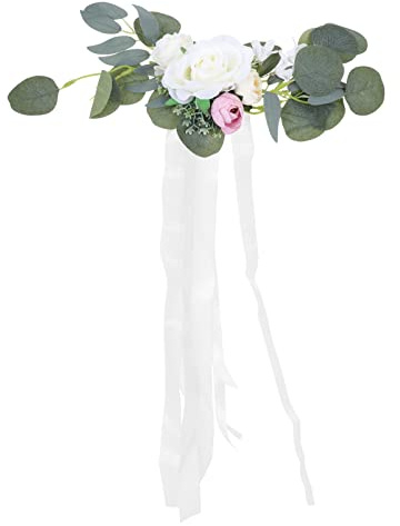FOMIYES Stuhl Schleifen Hochzeit Künstliche Blumen Eukalyptus Zweig Schleife Weiß Stuhlschärpen für Hochzeit Party Geburtstag Veranstaltungen Zeremonie Bankett Esstisch Dekoration