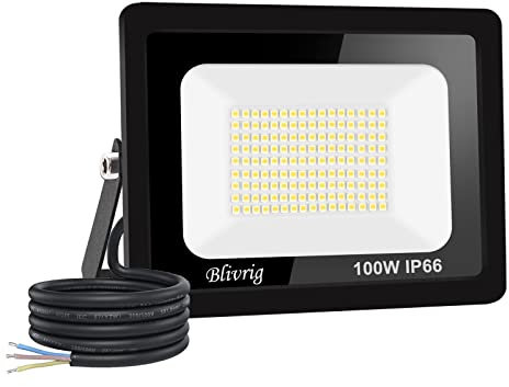 Led Strahler Außen 100W Superhell Außenstrahler,IP66 Wasserdicht LED Fluter 10000LM Flutlicht led aussenstrahler 6000K Kaltweiß LED Außenstrahler für Garten, Innenhöfe, Garage, Hotel, Sportplatz